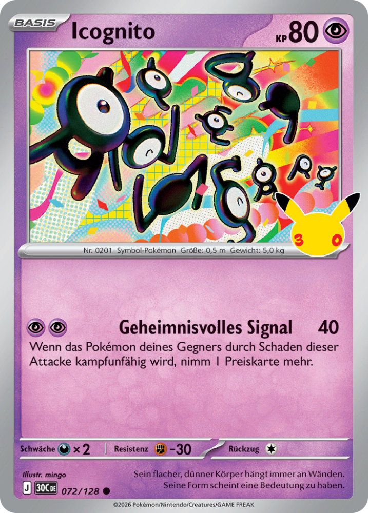 Unown 072/128 - 30th Celebration