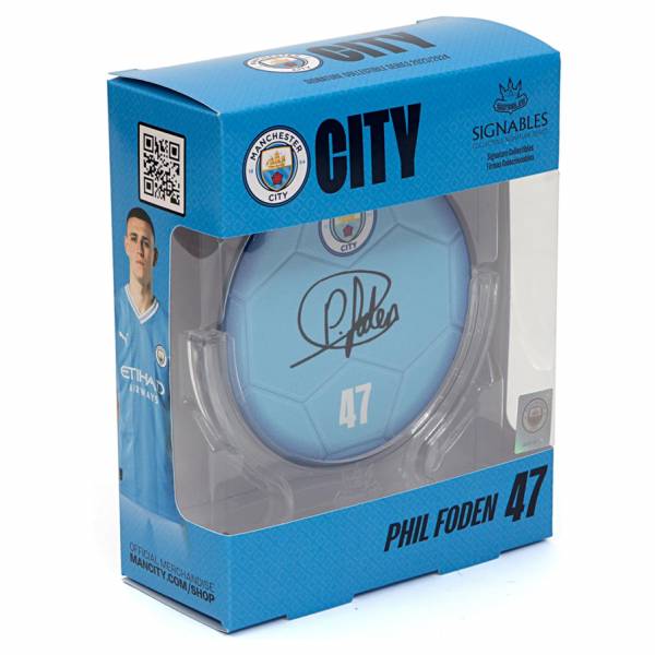 Phil Foden Man. City – fotbalová memorabilie 14 cm- Signature