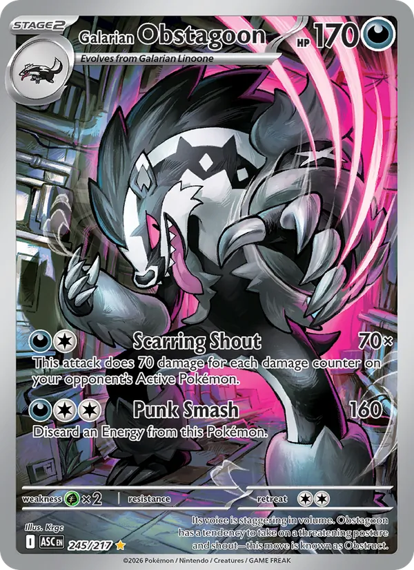 Galarian Obstagoon – #245 – Ascended Heroes – holo – en