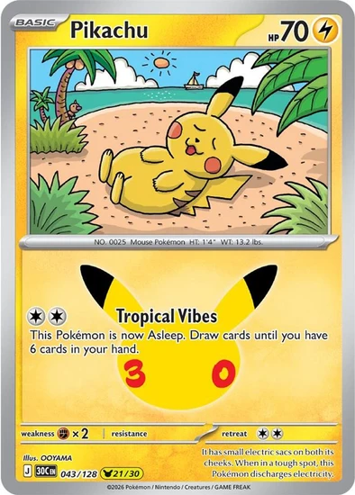 Pikachu 043/128 - 30th Celebration