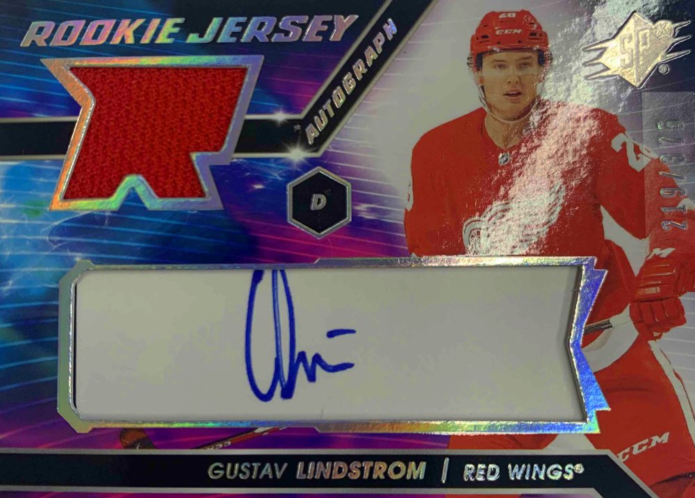 GUSTAV LINDSTROM 20-21 SPx Rookie Jersey Autograph /375