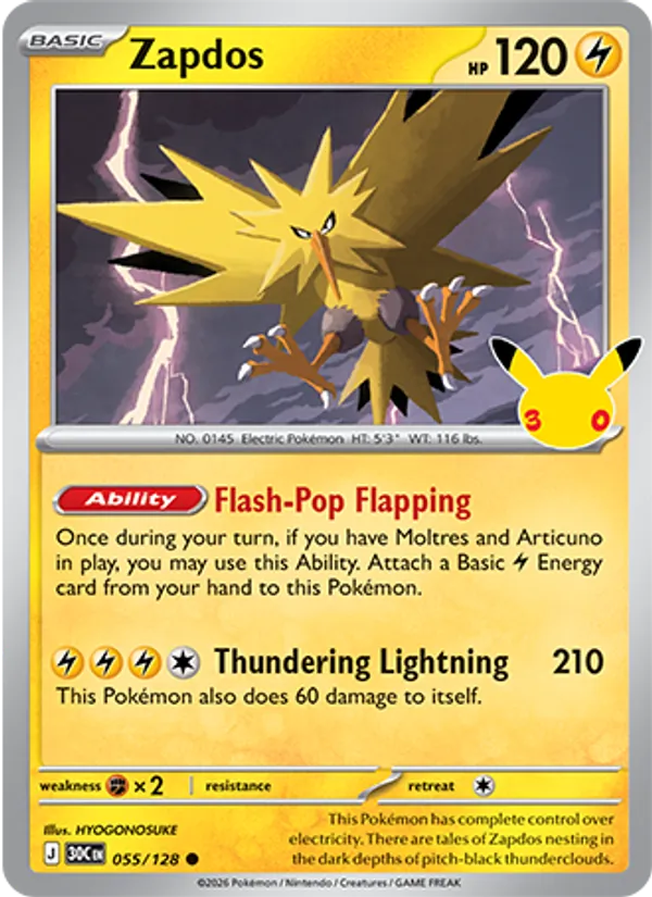 Zapdos – #055 – 30th Celebration – holo – en