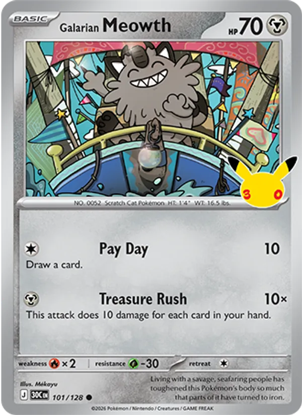 Galarian Meowth – #101 – 30th Celebration – holo – en