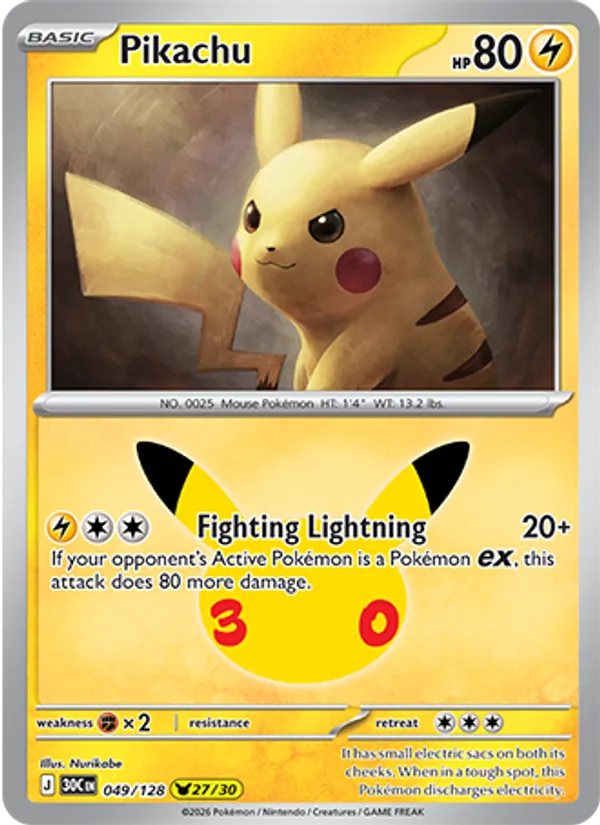 Pikachu – #049 – 30th Celebration – holo – en