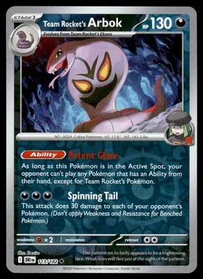 Team Rocket's Arbok 113/182 Destined Rivals