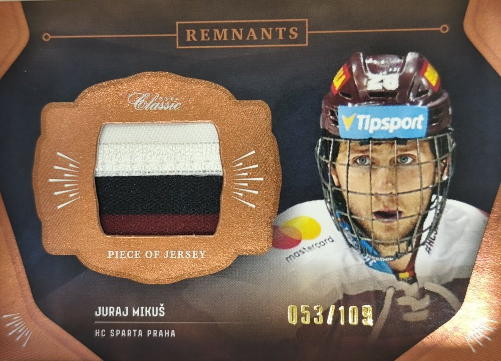 JURAJ MIKUŠ 21-22 OFS Classic ELH Remnants Jersey 053/109 – 2024-25 – SportZoo – Game-Used / Memorabilia – Ano