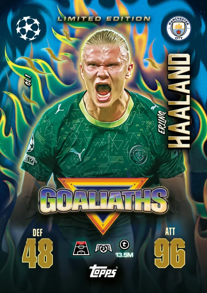 ERLING HAALAND Topps Match Attax EXTRA UEFA Club Competitions 2025/26 Limited Edition – PANINI – Insert