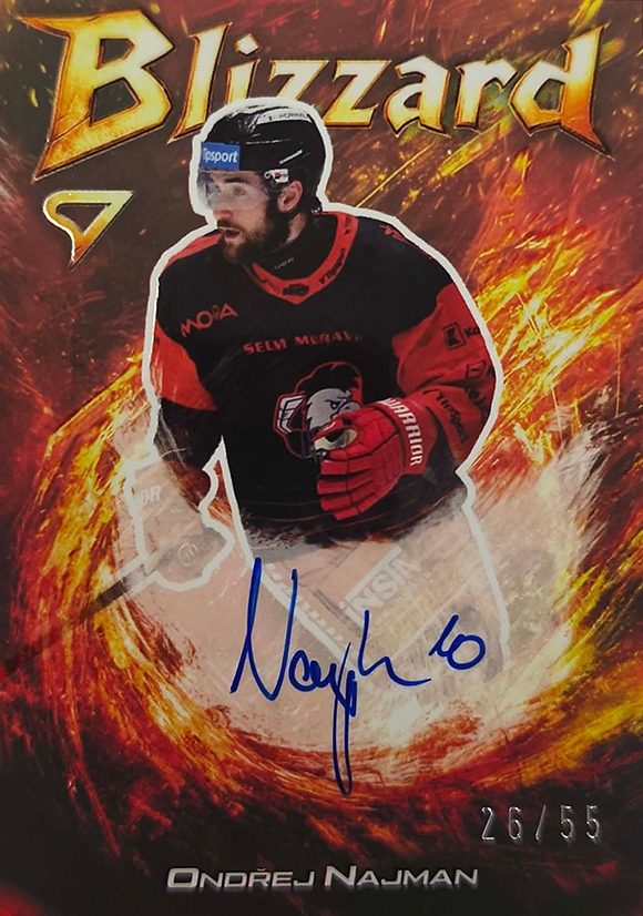 ONDŘEJ NAJMAN SportZoo 2025-26 I.serie Blizzard Red Auto 26/55 – Autograph – Ano