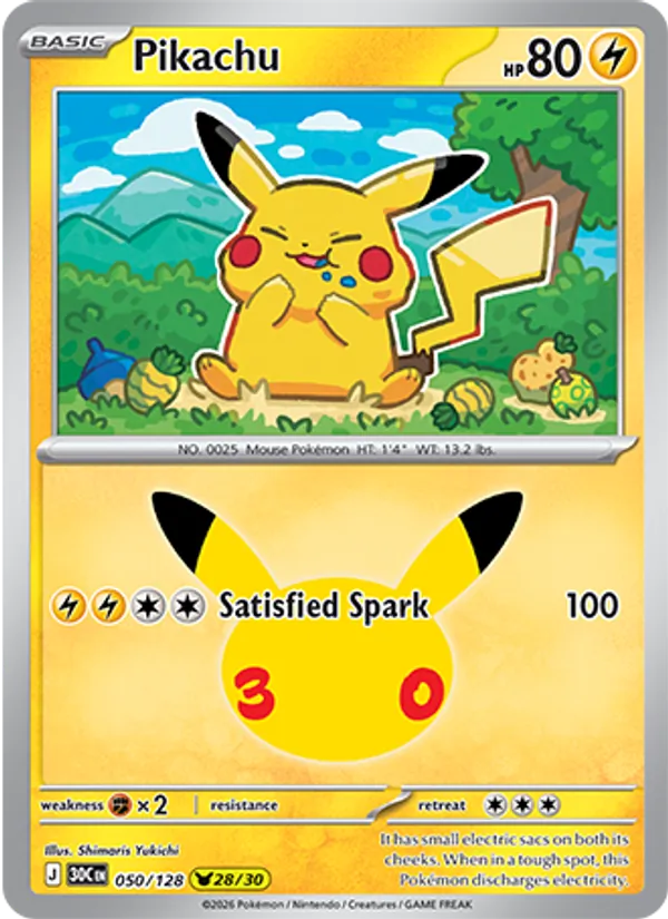 Pikachu – #050 – 30th Celebration – holo – en