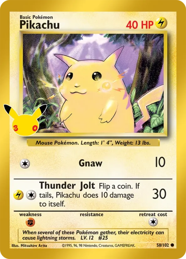 Pikachu 30C 58/102 (30th Celebration) – Nintendo