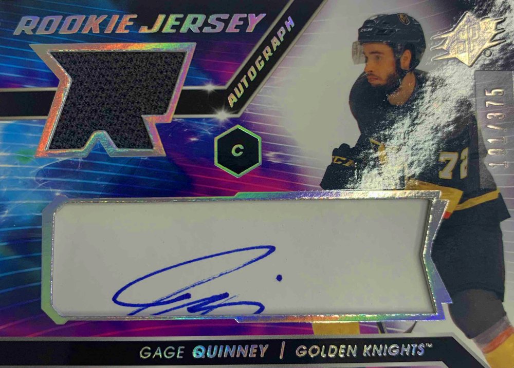 GAGE QUINNEY 20-21 SPx Rookie Jersey Autograph /375 – 2020-21 – UpperDeck – Autograph;Game-Used / Memorabilia – Ano