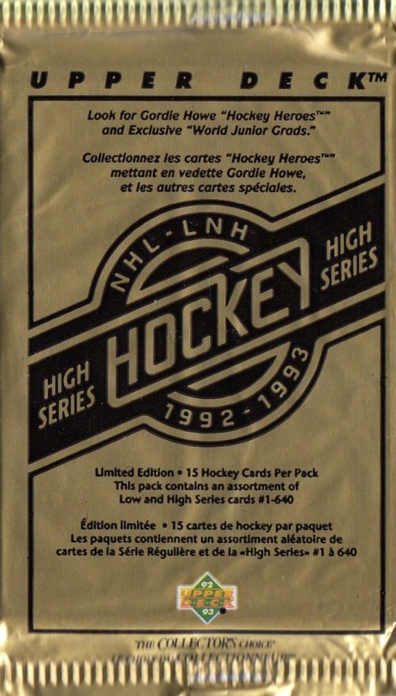 1992-93 Upper Deck S2 balíček – balení